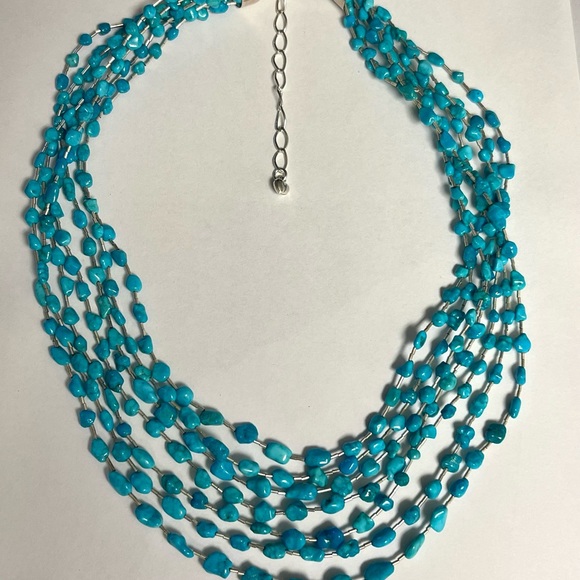 Jay King DTR Liquid Sterling Silver Blue Turquoise Multi Strands Necklace. - Picture 5 of 7